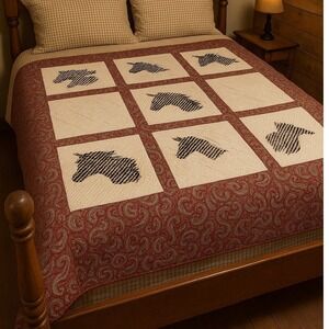 Texas Western Horse‎ Quilt Rustic Cowboy Ranch Decor Bedding Accent #130